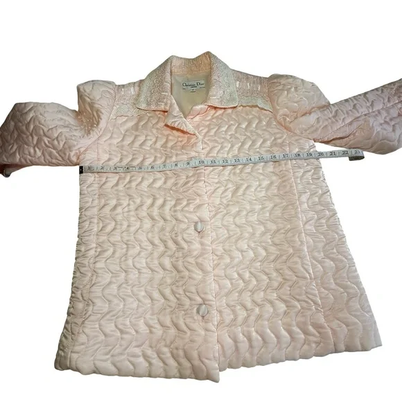 Vintage Christian Dior Quilted Satin Bed Jacket Romantic Coquette Regency - Picture 12 of 13